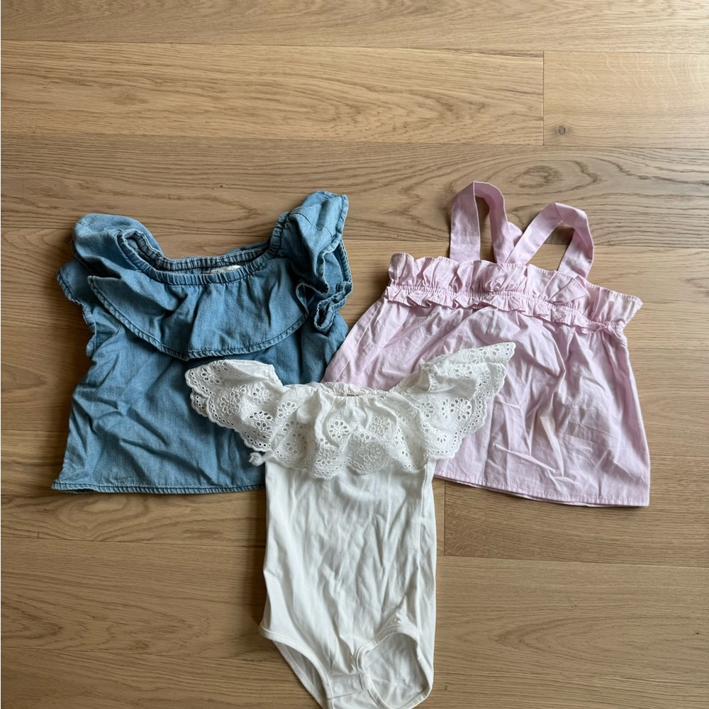 Zara Blue, Pink, and White Girl Tops Set